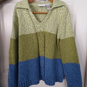 Vintage Y2K Liz Claiborne Lizwear Jeans blue &  green sweater